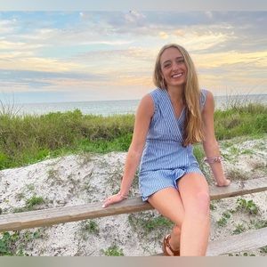 Blue striped romper